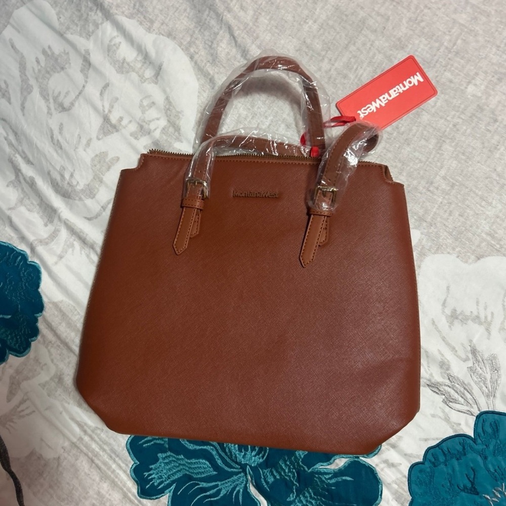 Montana West Brown Tote Bag with Structured Design